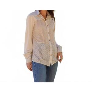 NEW YOUNG THREADS crochet lace button-down top in desert dream